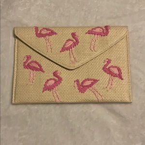 Straw Flamingo Clutch